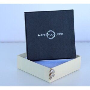 Made You Look Unisex Gold Hook Earring Single 3 Stone Rock Crystal Dangle $295